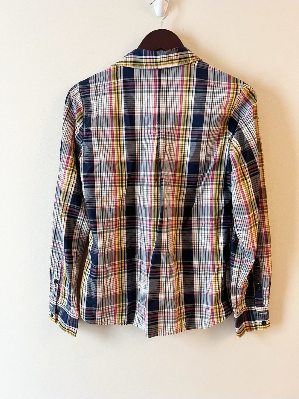 Patagonia Plaid Overcast Button Down Shirt Size 6 Blue Pink Hiking Camping - Picture 4 of 6